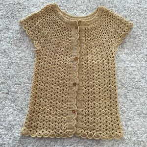 Elegant Handmade Crochet Women's Sweater - Ecru Cottagecore Open Weave Style